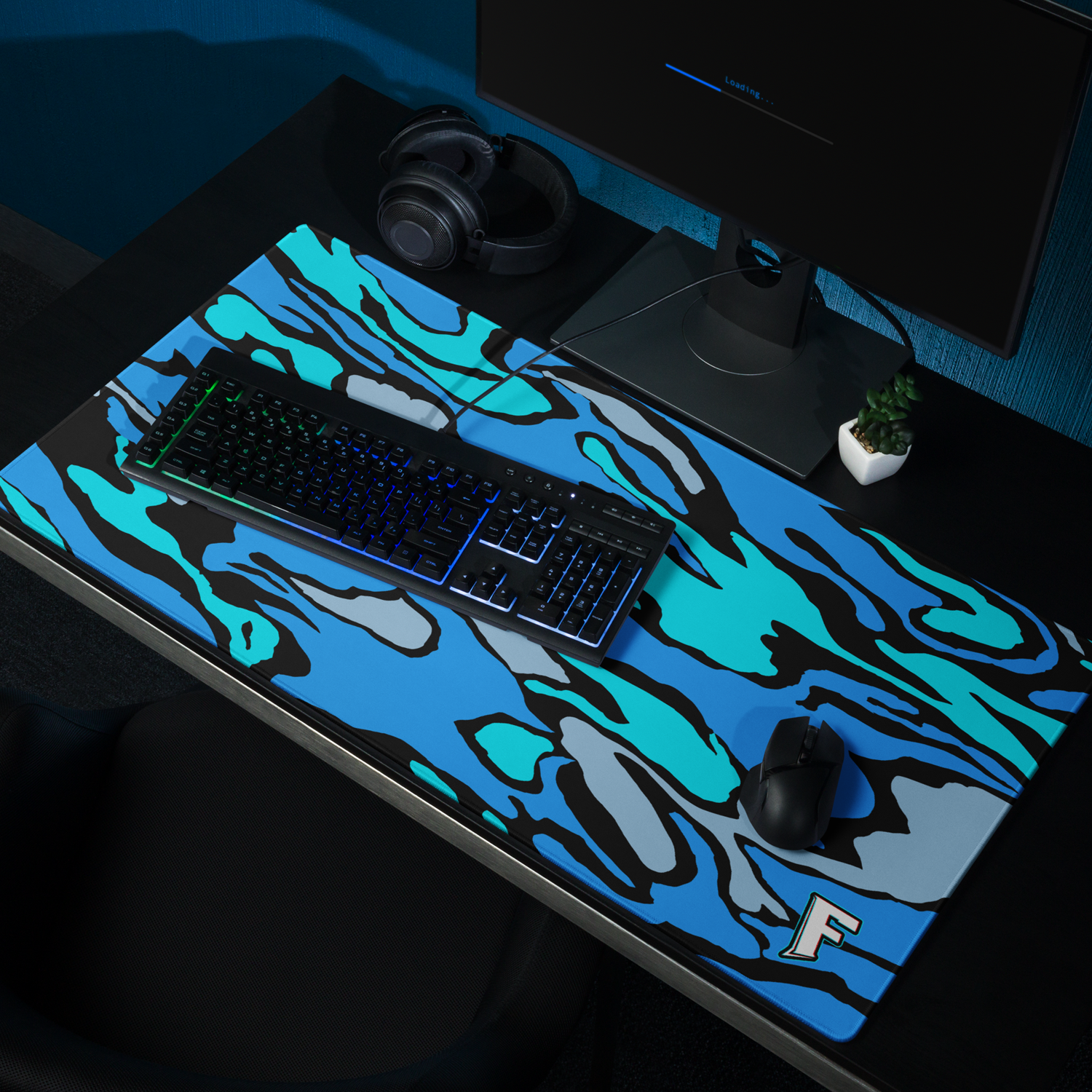 Fax Phantom Blue Camo Gaming mouse pad 36" x 18"