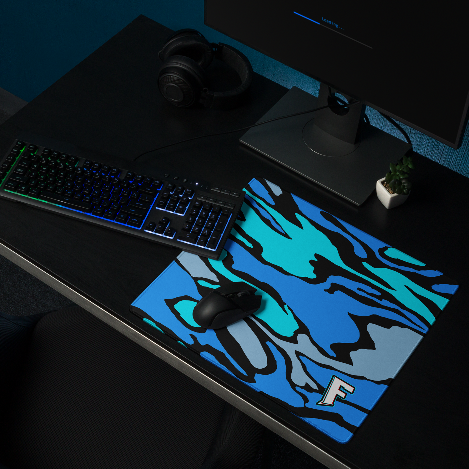 Fax Phantom Blue Camo Gaming mouse pad 18" x 16"