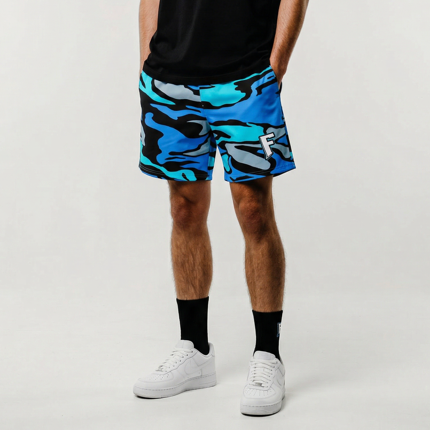 Fax Phantom Blue Camo Athletic Shorts
